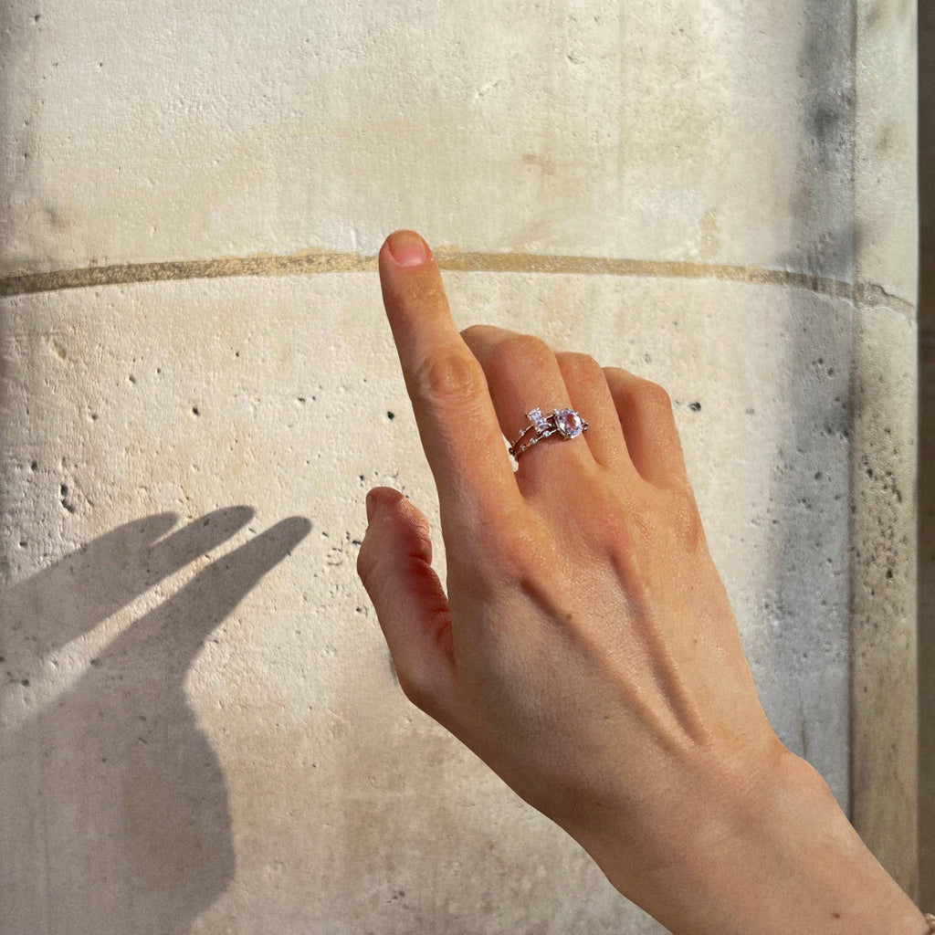 pale pink sapphire 18k white gold ring