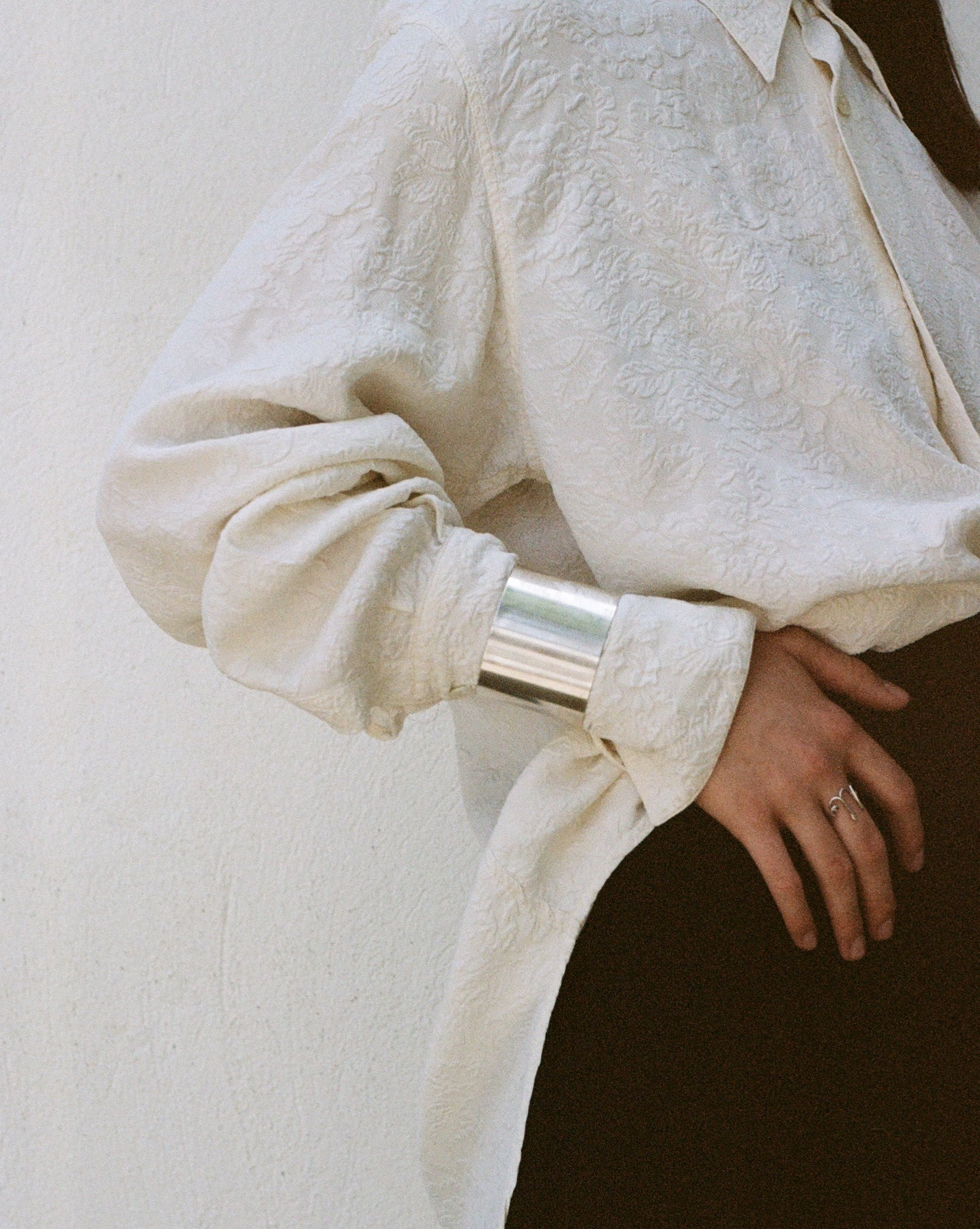 modernist silver bangle