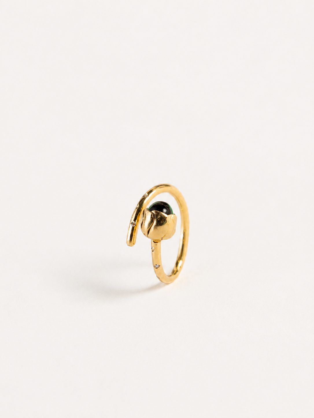 green tourmaline tulip pinkie ring