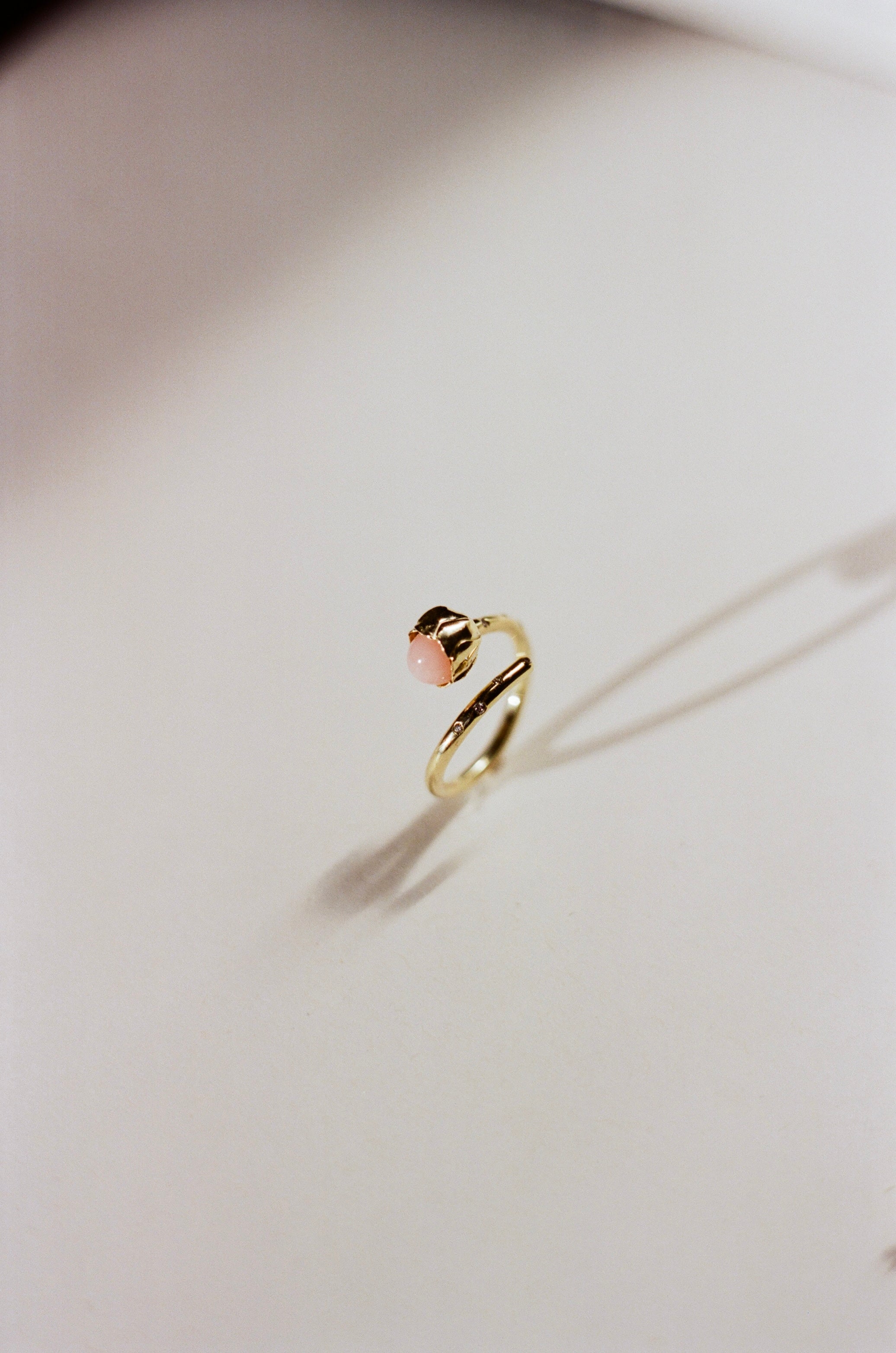 pink opal tulip ring