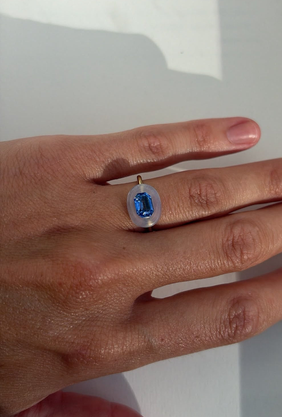2.15ct blue sapphire eclipse ring