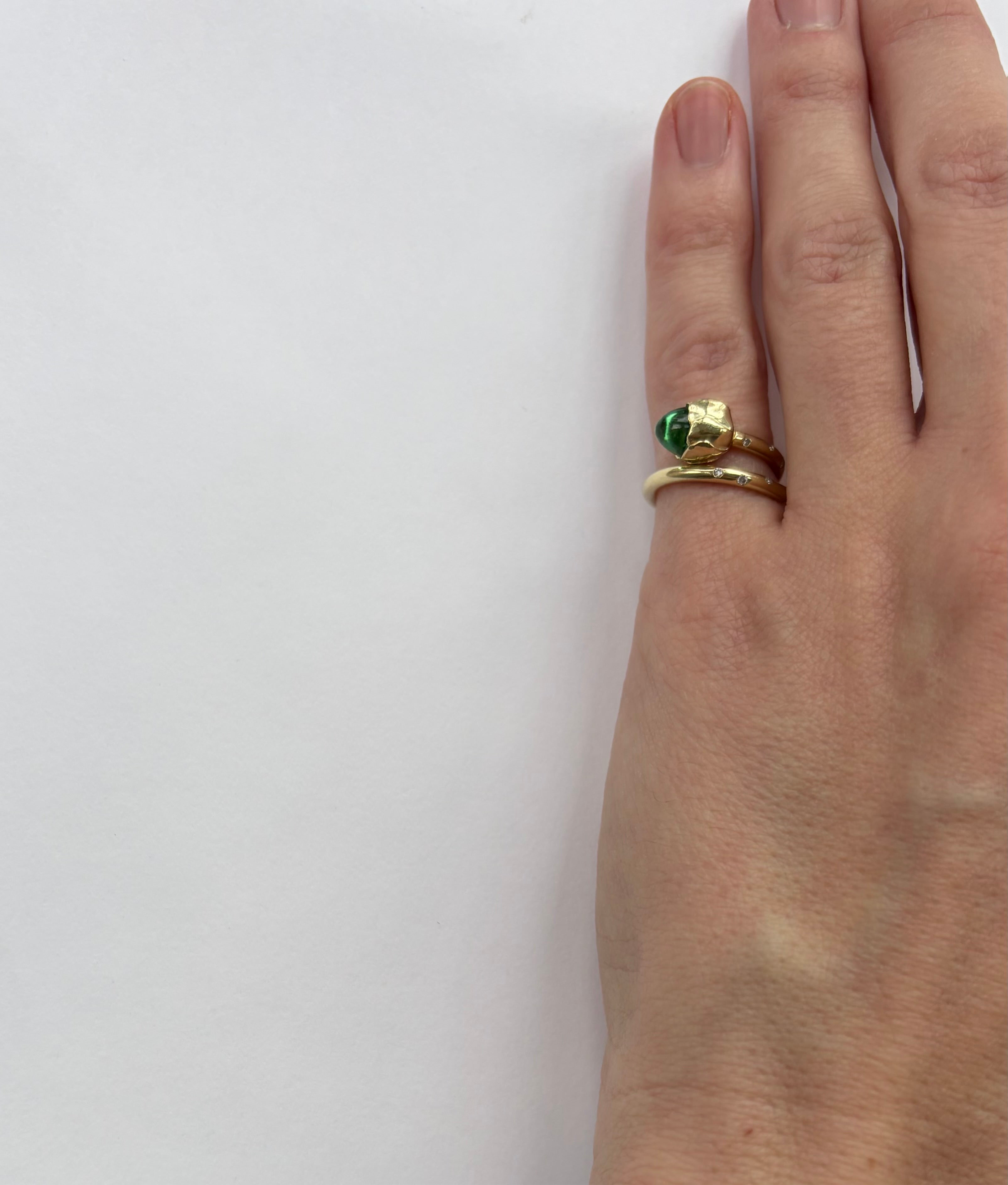 green tourmaline tulip pinkie ring