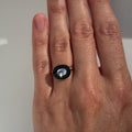onyx pale blue sapphire eclipse ring
