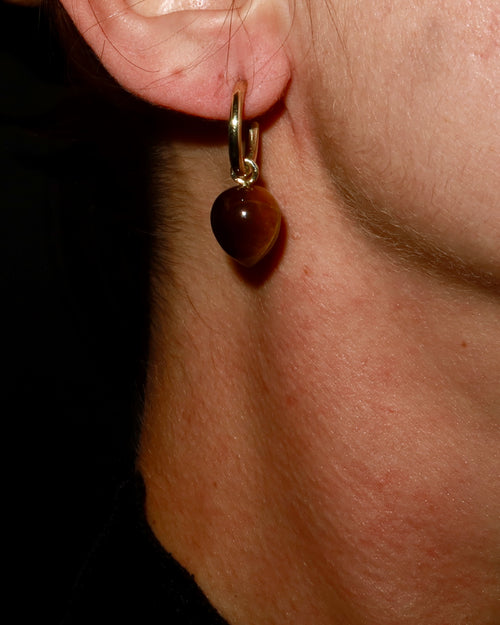 14k tiger eye hoops