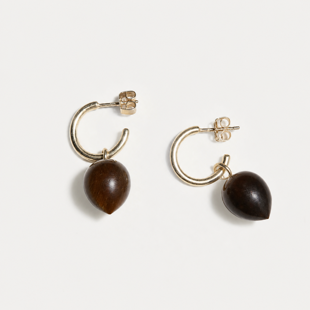 14k tiger eye hoops