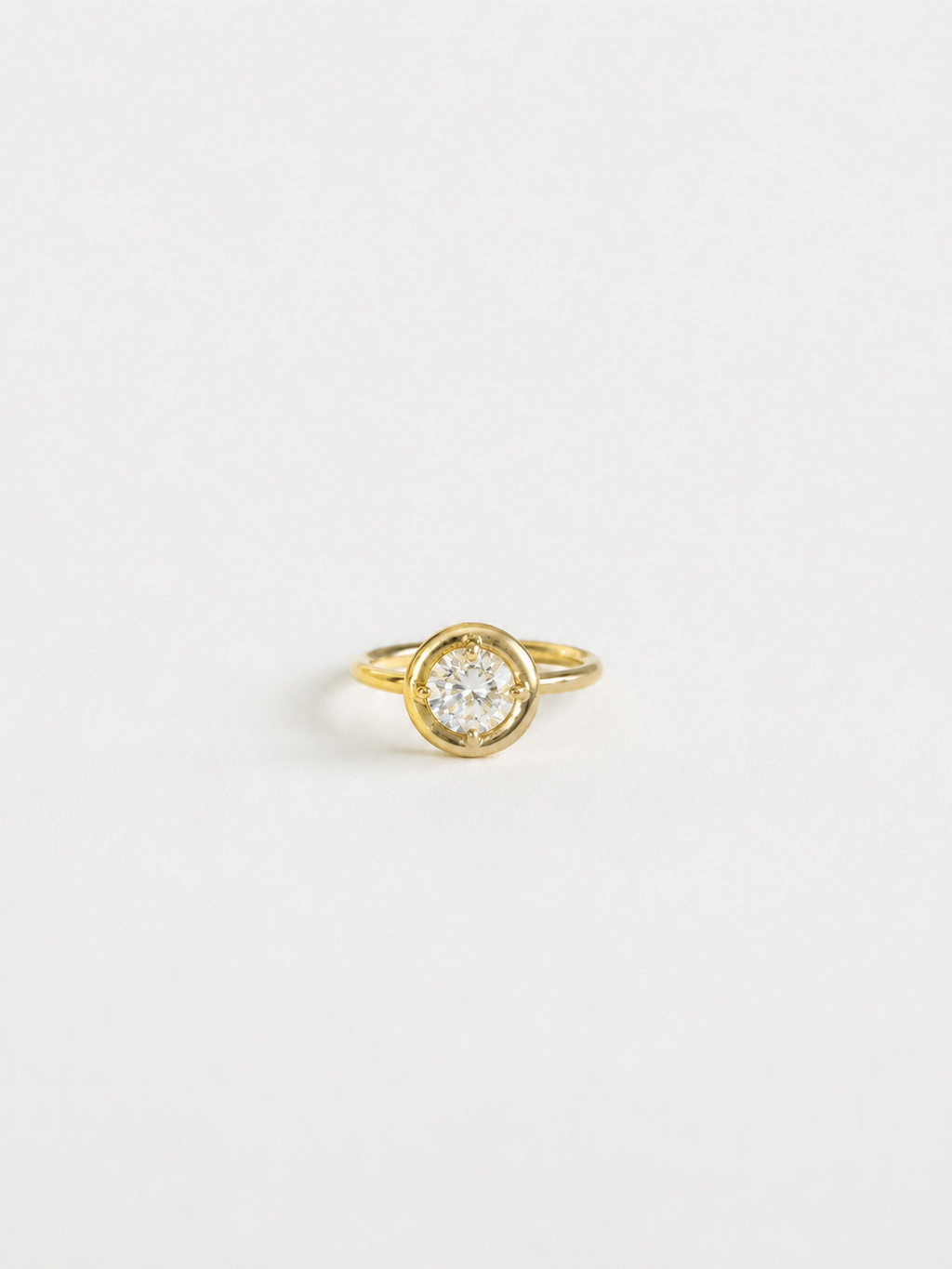 button gold diamond ring — handcrafted gold jewelry by Studio ELÍNALANS, Amsterdam