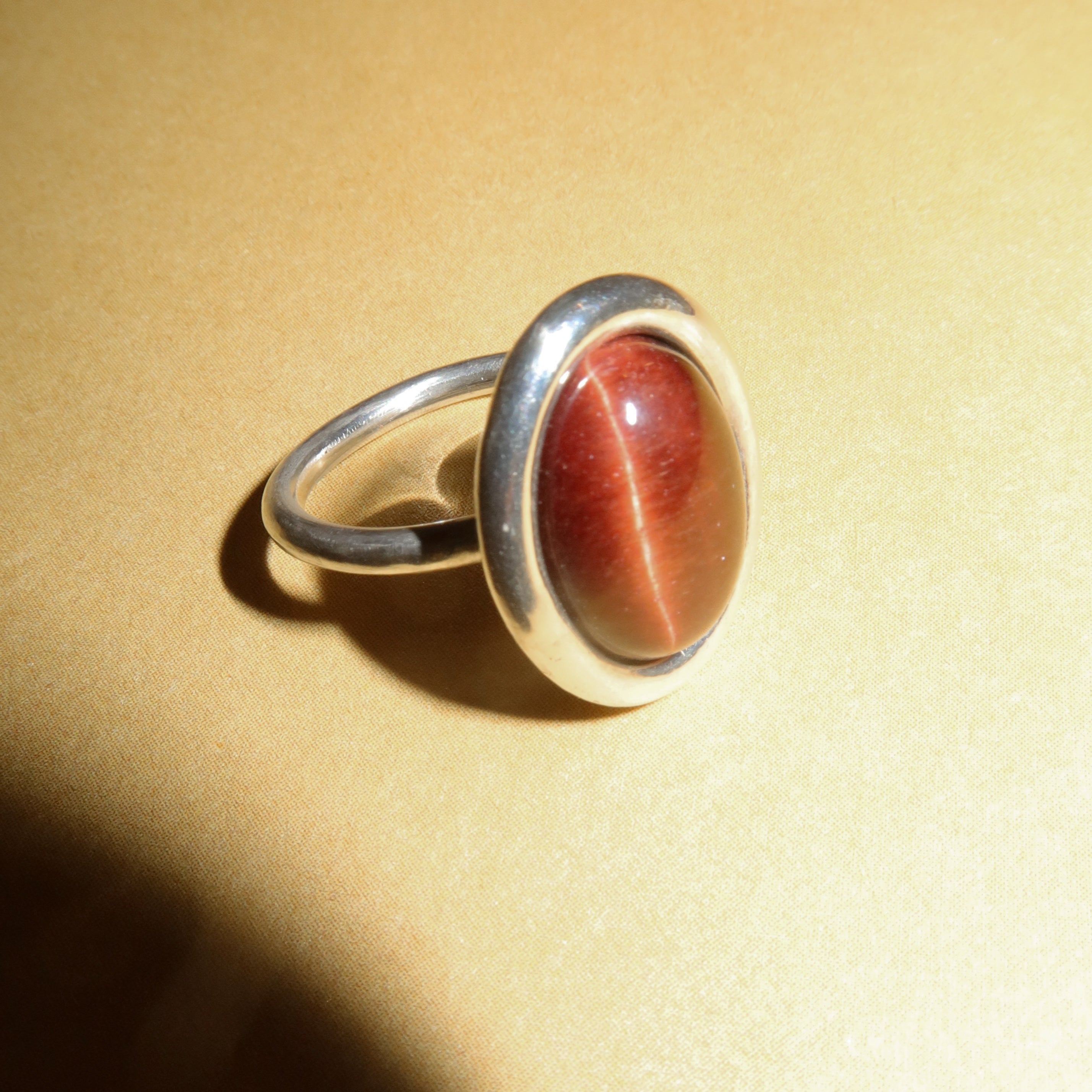 silver tiger eye ring