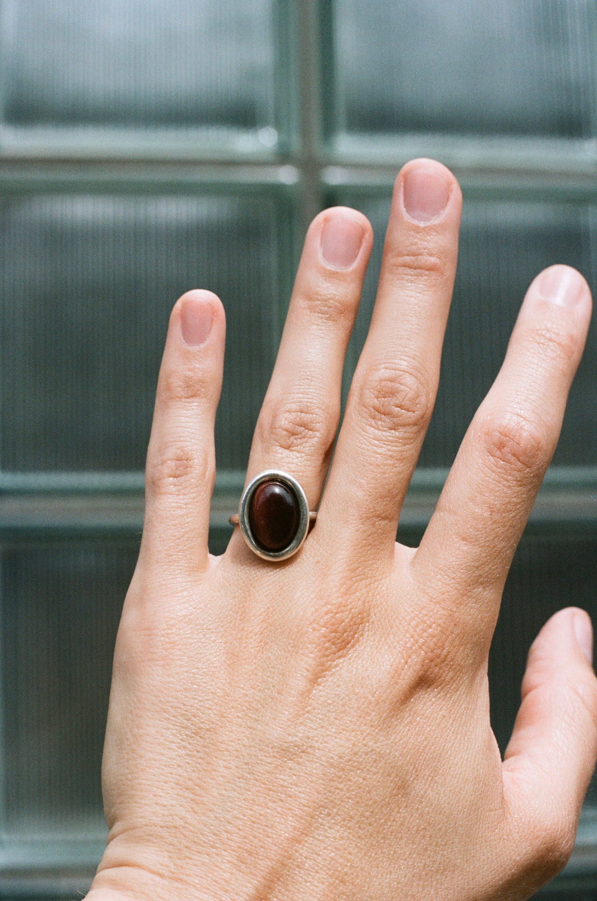 silver tiger eye ring