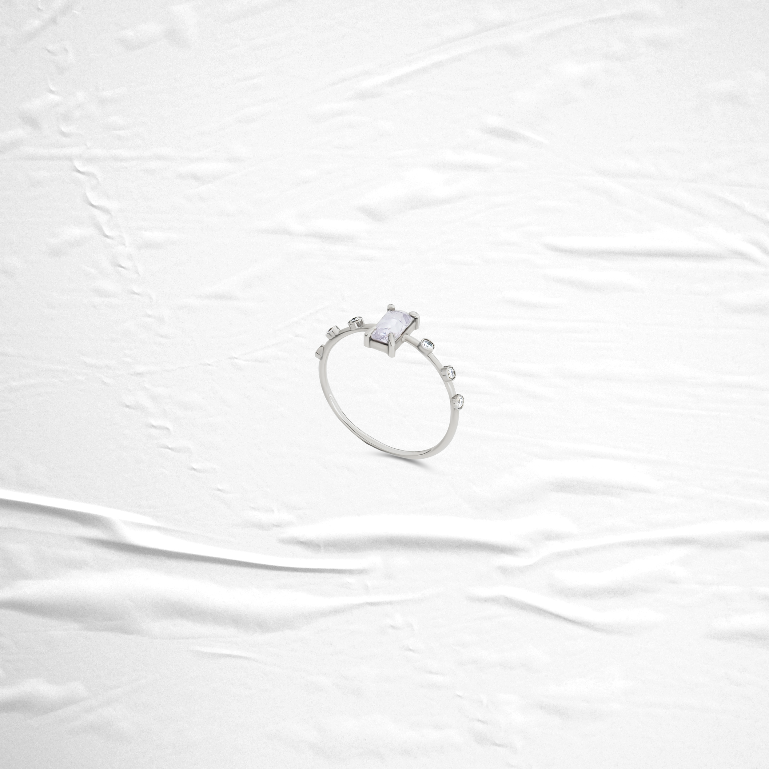 pale pink sapphire 18k white gold ring