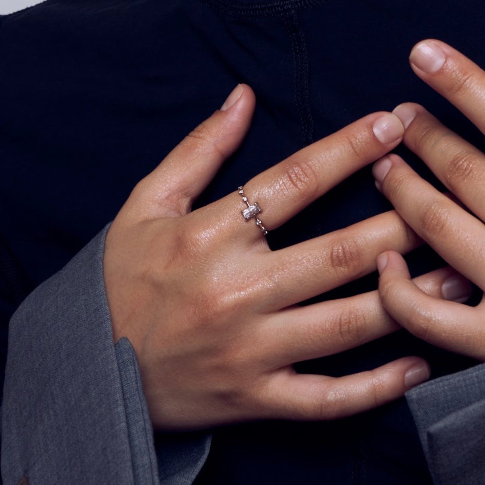 pale pink sapphire 18k white gold ring